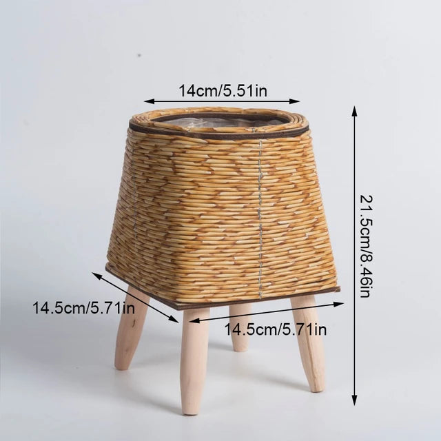 Nordic Grace: Woven Flower Pot Stand with Removable Legs