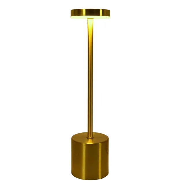 LED Rechargeable Touch Metal Table Lamp: Illuminate Your Space with Three Colors and Stylish Design - Gold -ShopMallUniverse