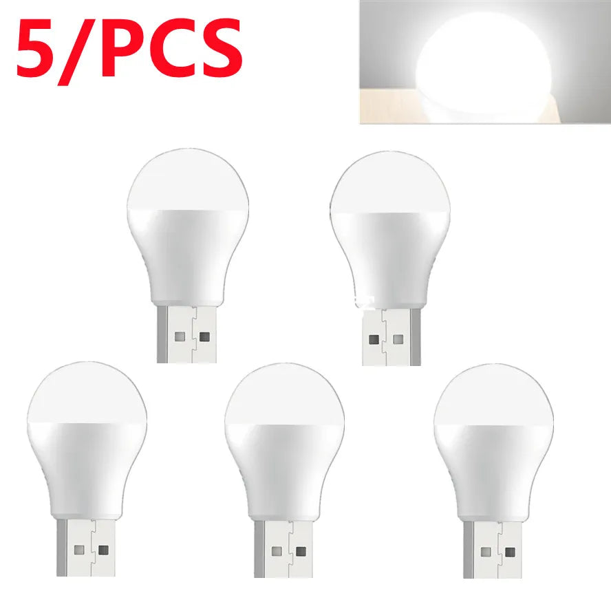 5Pcs USB LED Plug Light - 5PCS-White Light2 -ShopMallUniverse