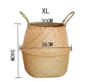 Coastal Charm Seaweed Wicker Hanging Basket: Versatile Storage and Stylish Floral Display - 15Inches XLarge -ShopMallUniverse