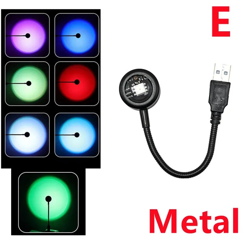USB LED Lamp Projector - Transform - E2. 7 Color Modes (Metal) -ShopMallUniverse