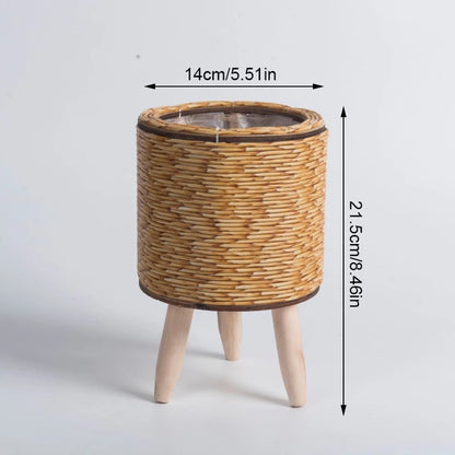 Nordic Grace: Woven Flower Pot Stand with Removable Legs