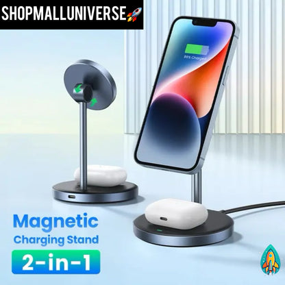 MagCharge Pro 20W - 2-in-1 Magnetic Wireless Charging Stand for iPhone 15/14/13 and AirPods -ShopMallUniverse