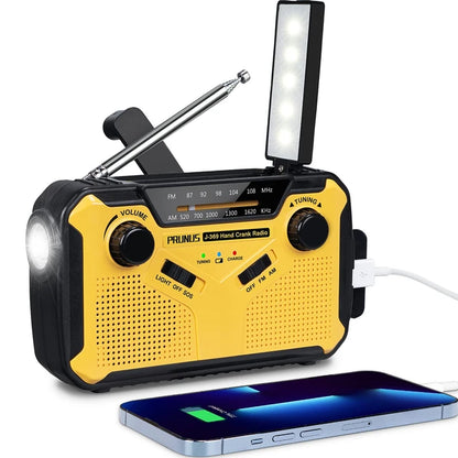 SurvivalPro Solar Hand-Crank Emergency Radio: AM/FM, USB Rechargeable, AA Batteries, Torch, Reading Lamp, SOS Alarm -ShopMallUniverse