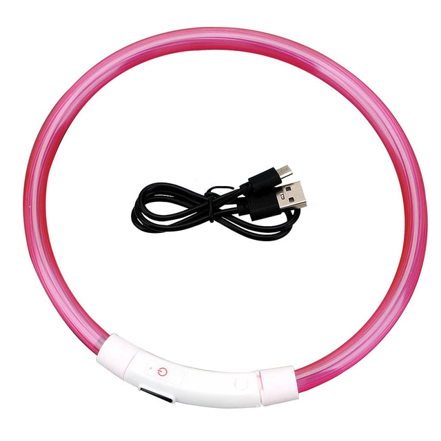 GlowGuard Rechargeable LED Dog Collar: Night-time Safety and Style - Pink -ShopMallUniverse