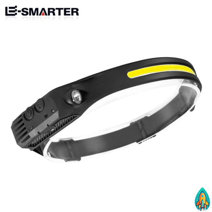 E-SMARTER: Rechargeable COB LED Sensor Headlamp with 5 Lighting Modes - 1 White Light Bar Strip -ShopMallUniverse