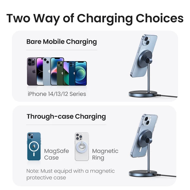 MagCharge Pro 20W - 2-in-1 Magnetic Wireless Charging Stand for iPhone 15/14/13 and AirPods -ShopMallUniverse