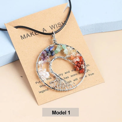 Divine Balance: 7 Chakras Tree of Life Pendant Necklace - Model 1 -ShopMallUniverse