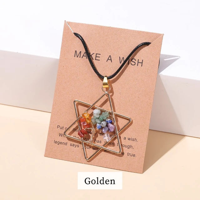 Divine Balance: 7 Chakras Tree of Life Pendant Necklace - Star.1 -ShopMallUniverse