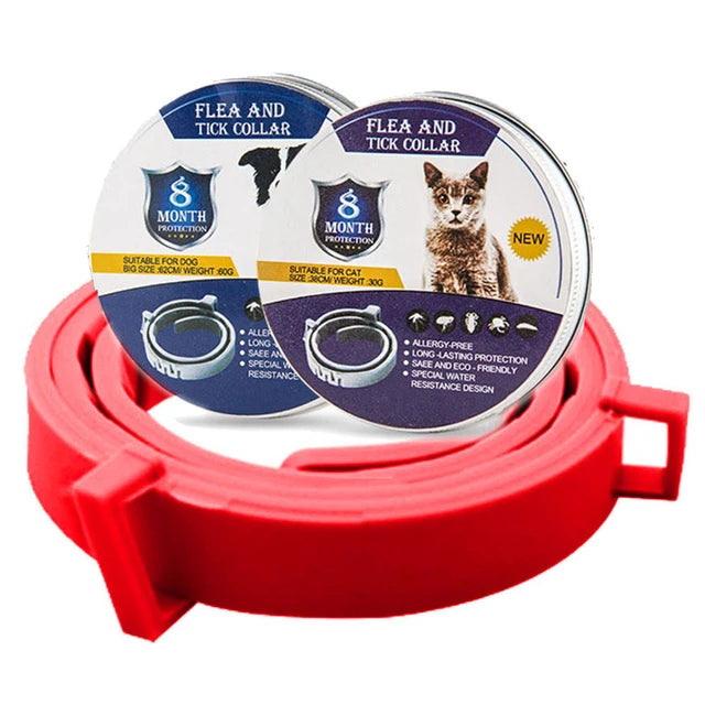 PestShield Pro: Adjustable Flea & Tick Prevention Collar for Dogs and Cats - Red 1pc / Cat/38cm/14.96In -ShopMallUniverse