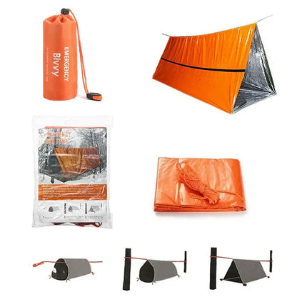 Ultimate Emergency Shelter Kit: Mylar Tube Tent, Sleeping Bag, & SOS Thermal Blanket - Your Essential Outdoor Survival Tent Gear! -ShopMallUniverse