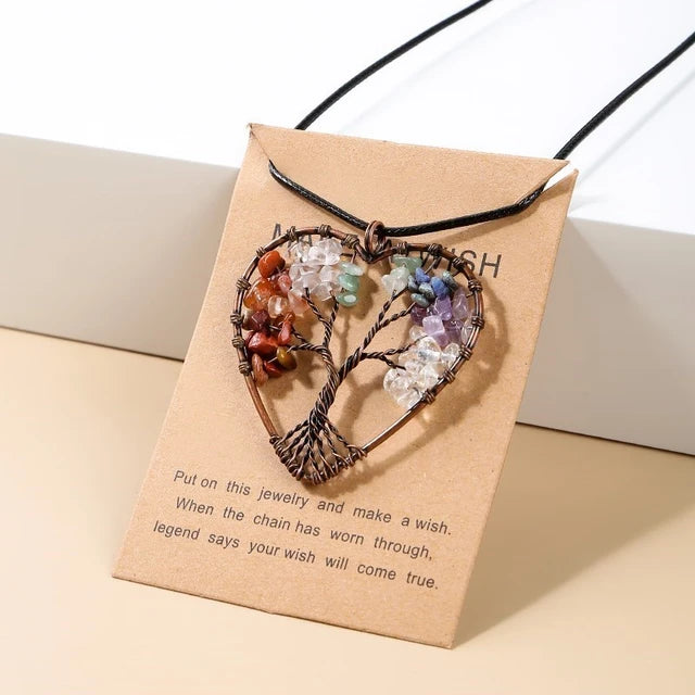 Divine Balance: 7 Chakras Tree of Life Pendant Necklace - Heart.4 -ShopMallUniverse