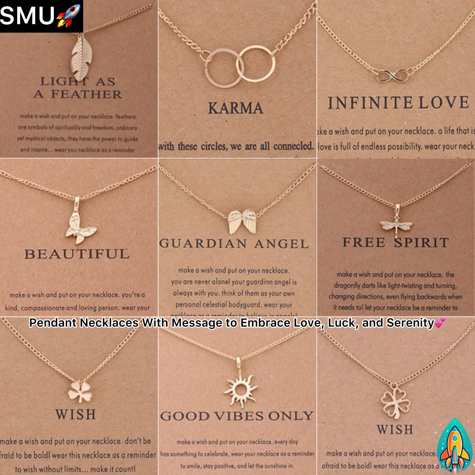 Stellar Whispers: Cosmic Pendant Necklaces With Message to Embrace Love, Luck, and Serenity -ShopMallUniverse