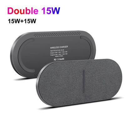 Super 40W Dual Wireless Charging Pad: Power Up Your iPhone & Samsung Devices with Lightning Speed! - Double 15W -ShopMallUniverse