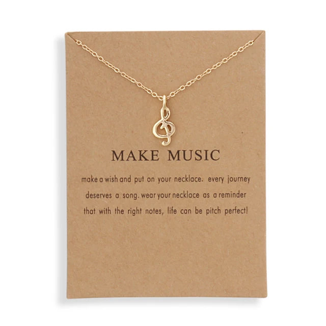 Stellar Whispers: Cosmic Pendant Necklaces With Message to Embrace Love, Luck, and Serenity - Make Music -ShopMallUniverse