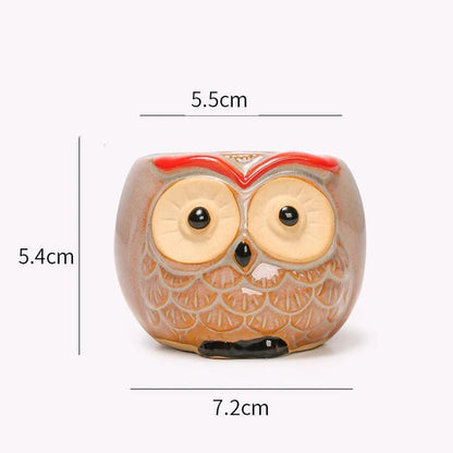 Owl Oasis: Charming Ceramic Flower Pot for Succulents and Cacti