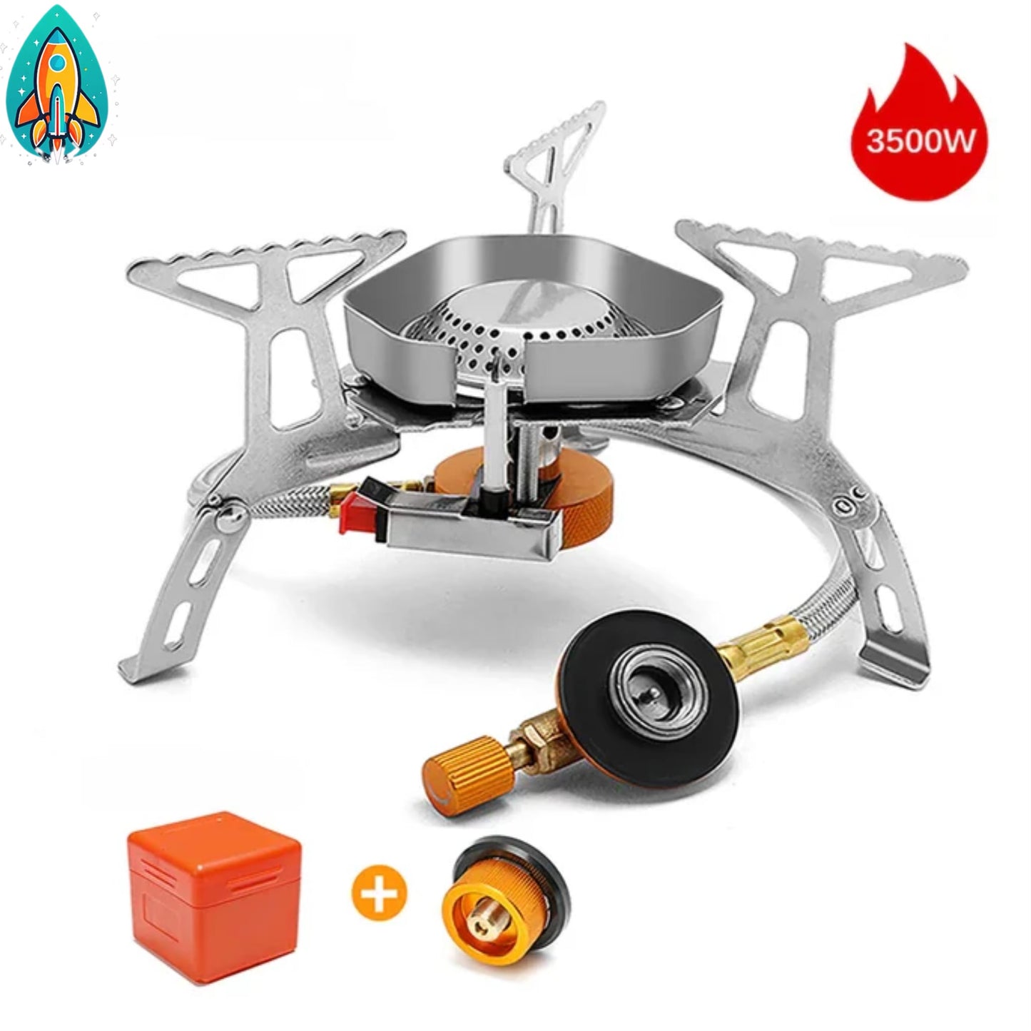 Adventurer's Choice: 5800W Portable Windproof Gas Stove - Unleash Big Power in the Great Outdoors - Set #6= 5800W cooker (windproof) + gold adapter -ShopMallUniverse