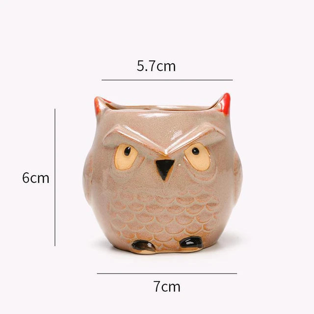 Owl Oasis: Charming Ceramic Flower Pot for Succulents and Cacti