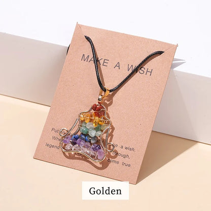 Divine Balance: 7 Chakras Tree of Life Pendant Necklace - Meditation Figure Golden -ShopMallUniverse