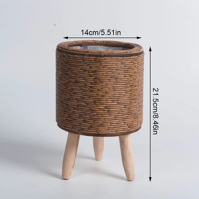 Nordic Grace: Woven Flower Pot Stand with Removable Legs