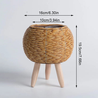 Nordic Grace: Woven Flower Pot Stand with Removable Legs