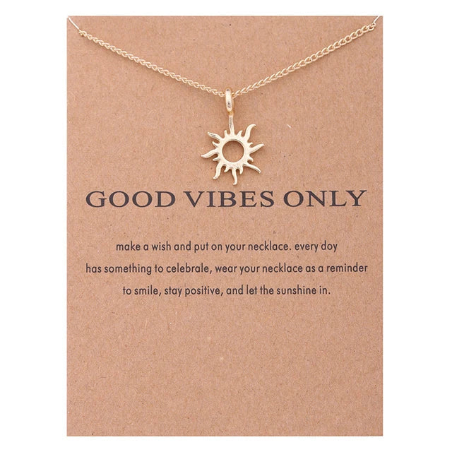 Stellar Whispers: Cosmic Pendant Necklaces With Message to Embrace Love, Luck, and Serenity - Good Vibes Only -ShopMallUniverse