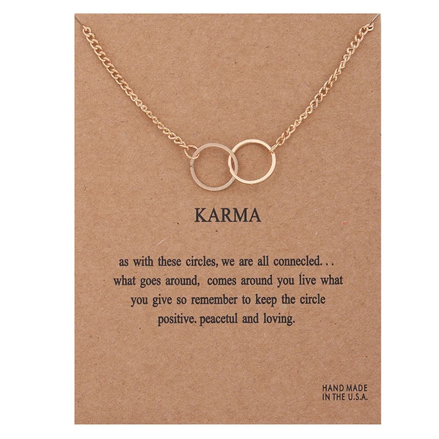 Stellar Whispers: Cosmic Pendant Necklaces With Message to Embrace Love, Luck, and Serenity - Karma 4 -ShopMallUniverse