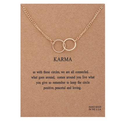 Stellar Whispers: Cosmic Pendant Necklaces With Message to Embrace Love, Luck, and Serenity - Karma 4 -ShopMallUniverse