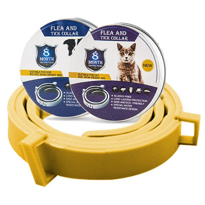 PestShield Pro: Adjustable Flea & Tick Prevention Collar for Dogs and Cats - Yellow 1pc / Cat/38cm/14.96In -ShopMallUniverse