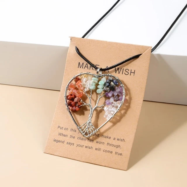 Divine Balance: 7 Chakras Tree of Life Pendant Necklace - Heart.3 -ShopMallUniverse