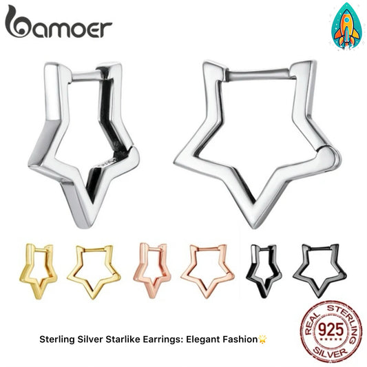 Sterling Silver Starlike Earrings: Elegant Fashion- Bamoer SCE1136 -ShopMallUniverse