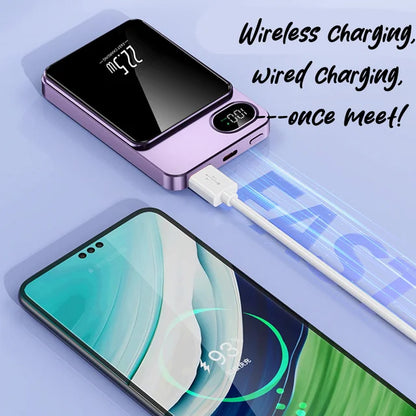 Magnetic Qi Wireless Charger Power Bank: Fast Charging for iPhone and Samsung -ShopMallUniverse