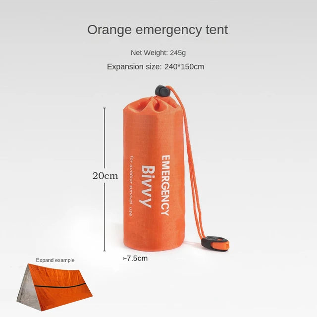 Ultimate Emergency Shelter Kit: Mylar Tube Tent, Sleeping Bag, & SOS Thermal Blanket - Your Essential Outdoor Survival Tent Gear! - Tent Orange Set With Bag -ShopMallUniverse