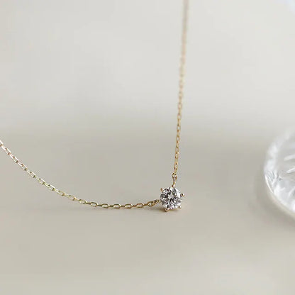 Simple Elegance: 925 Sterling Silver & 14K Gold-Plated Zirconia Collar Necklace