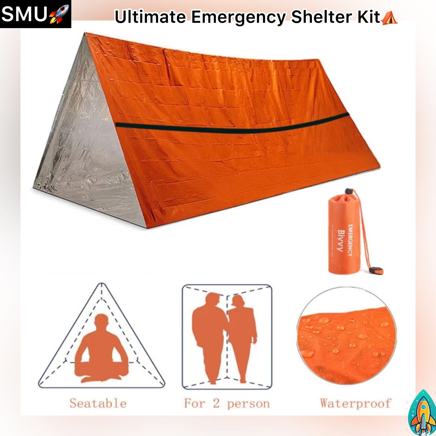 Ultimate Emergency Shelter Kit: Mylar Tube Tent, Sleeping Bag, & SOS Thermal Blanket - Your Essential Outdoor Survival Tent Gear! -ShopMallUniverse