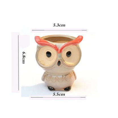 Owl Oasis: Charming Ceramic Flower Pot for Succulents and Cacti