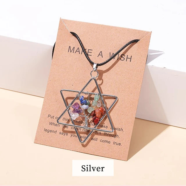 Divine Balance: 7 Chakras Tree of Life Pendant Necklace - Star.2 -ShopMallUniverse