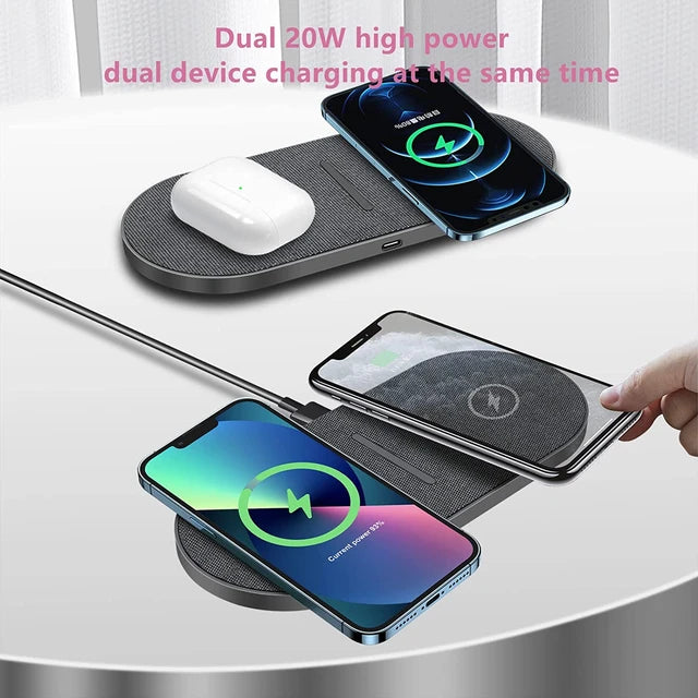 Super 40W Dual Wireless Charging Pad: Power Up Your iPhone & Samsung Devices with Lightning Speed! -ShopMallUniverse