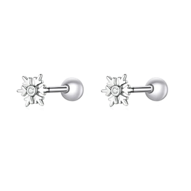 Bamoer Presents Sparkling Sterling Silver Designed Earrings - Exquisite Fine Jewelry - Snowflake -ShopMallUniverse