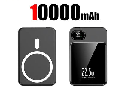 Magnetic Qi Wireless Charger Power Bank: Fast Charging for iPhone and Samsung - 10000mAh / Black -ShopMallUniverse