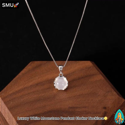 Moonlit Elegance: Luxury White Moonstone Pendant Choker Necklace