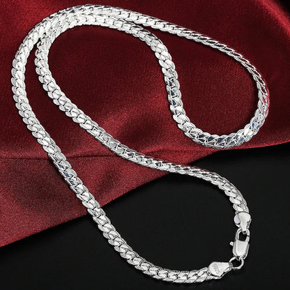 Timeless Allure: 925 Sterling Silver 6mm Side Chain Necklace