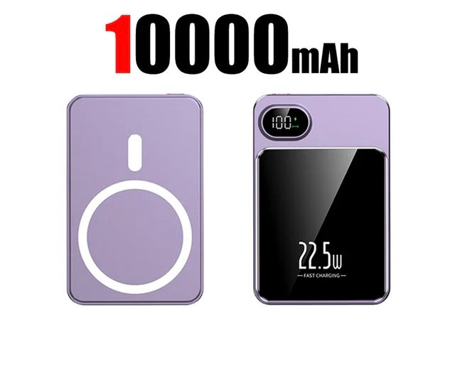 Magnetic Qi Wireless Charger Power Bank: Fast Charging for iPhone and Samsung - 10000mAh / Purple -ShopMallUniverse