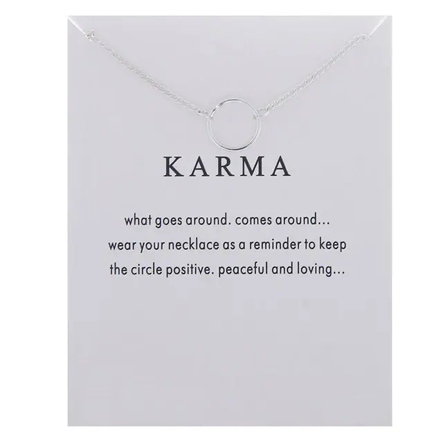 Stellar Whispers: Cosmic Pendant Necklaces With Message to Embrace Love, Luck, and Serenity - Karma 2 -ShopMallUniverse