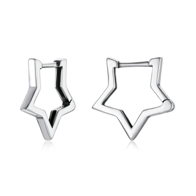 Sterling Silver Starlike Earrings: Elegant Fashion- Bamoer SCE1136 - Silver Star -ShopMallUniverse