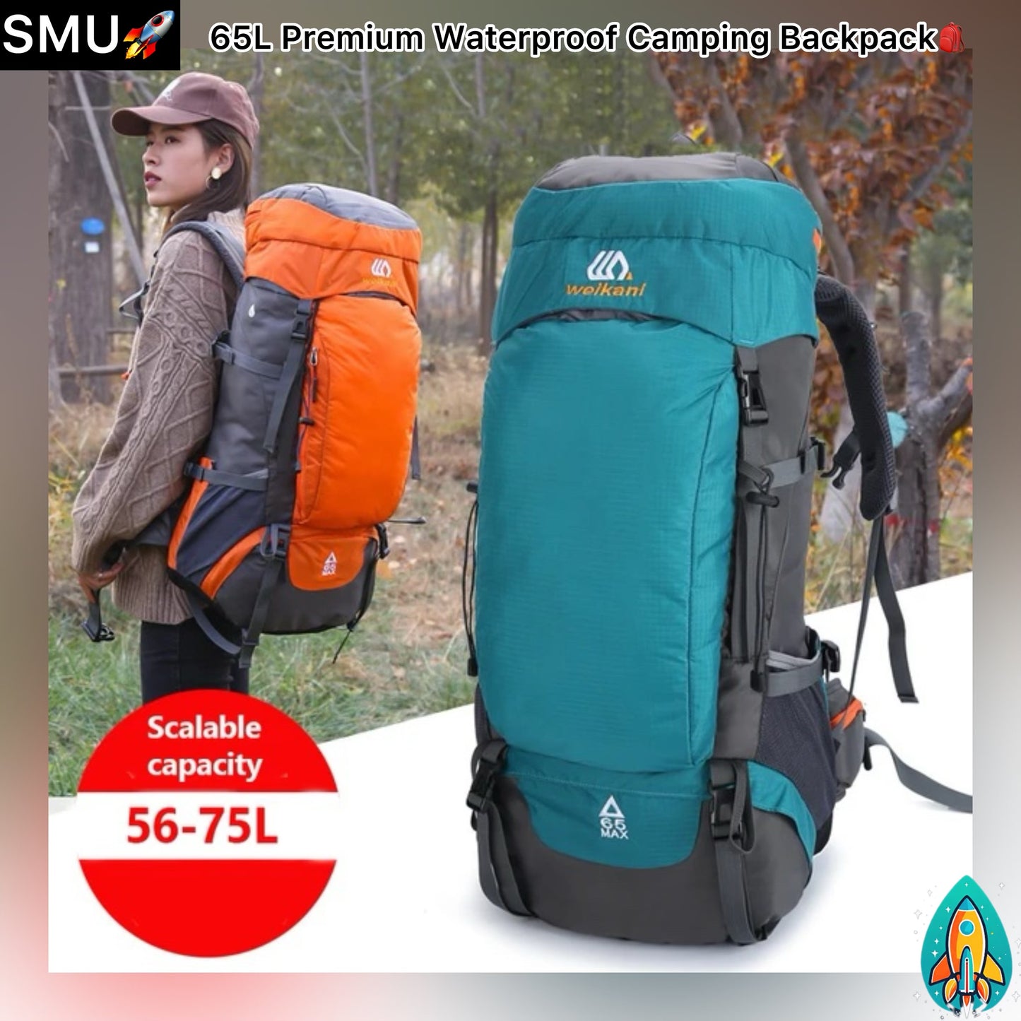 Summit Pro 65L: Premium Waterproof Camping Backpack for Extreme Outdoor Adventures -ShopMallUniverse