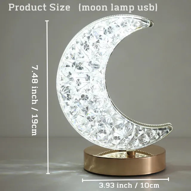 Crystal Touch Dimming 3D Moon Lamp - LED Table Light -ShopMallUniverse