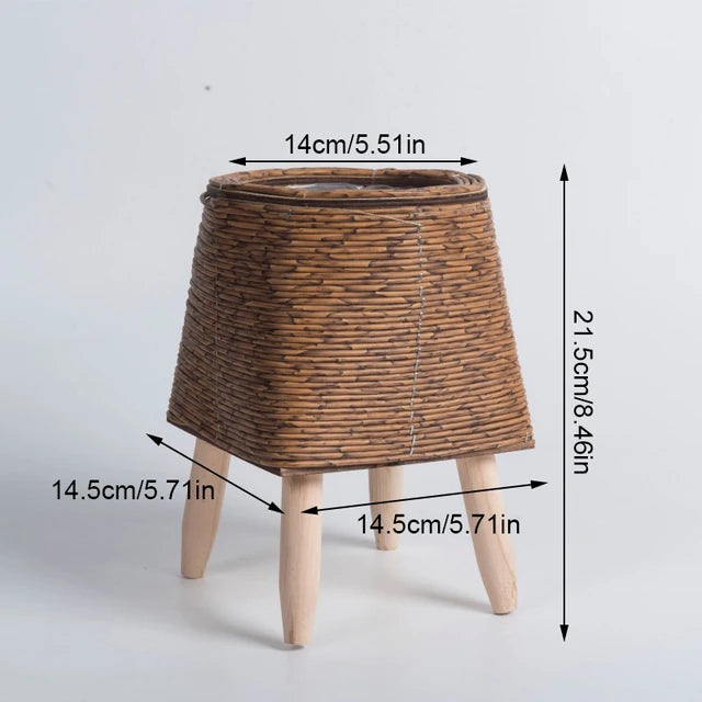 Nordic Grace: Woven Flower Pot Stand with Removable Legs