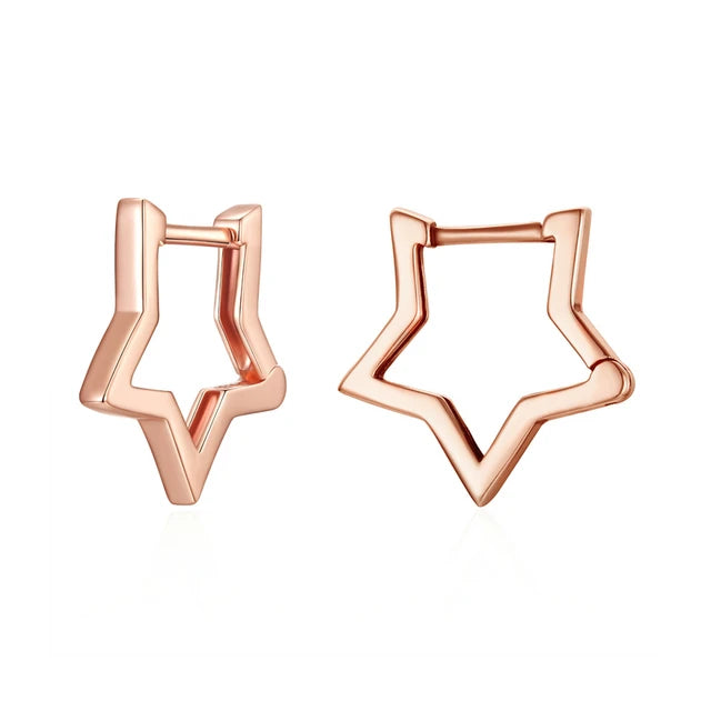 Sterling Silver Starlike Earrings: Elegant Fashion- Bamoer SCE1136 - Rose Gold Star -ShopMallUniverse