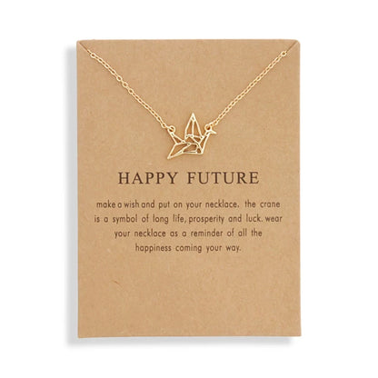 Stellar Whispers: Cosmic Pendant Necklaces With Message to Embrace Love, Luck, and Serenity - Happy Future -ShopMallUniverse